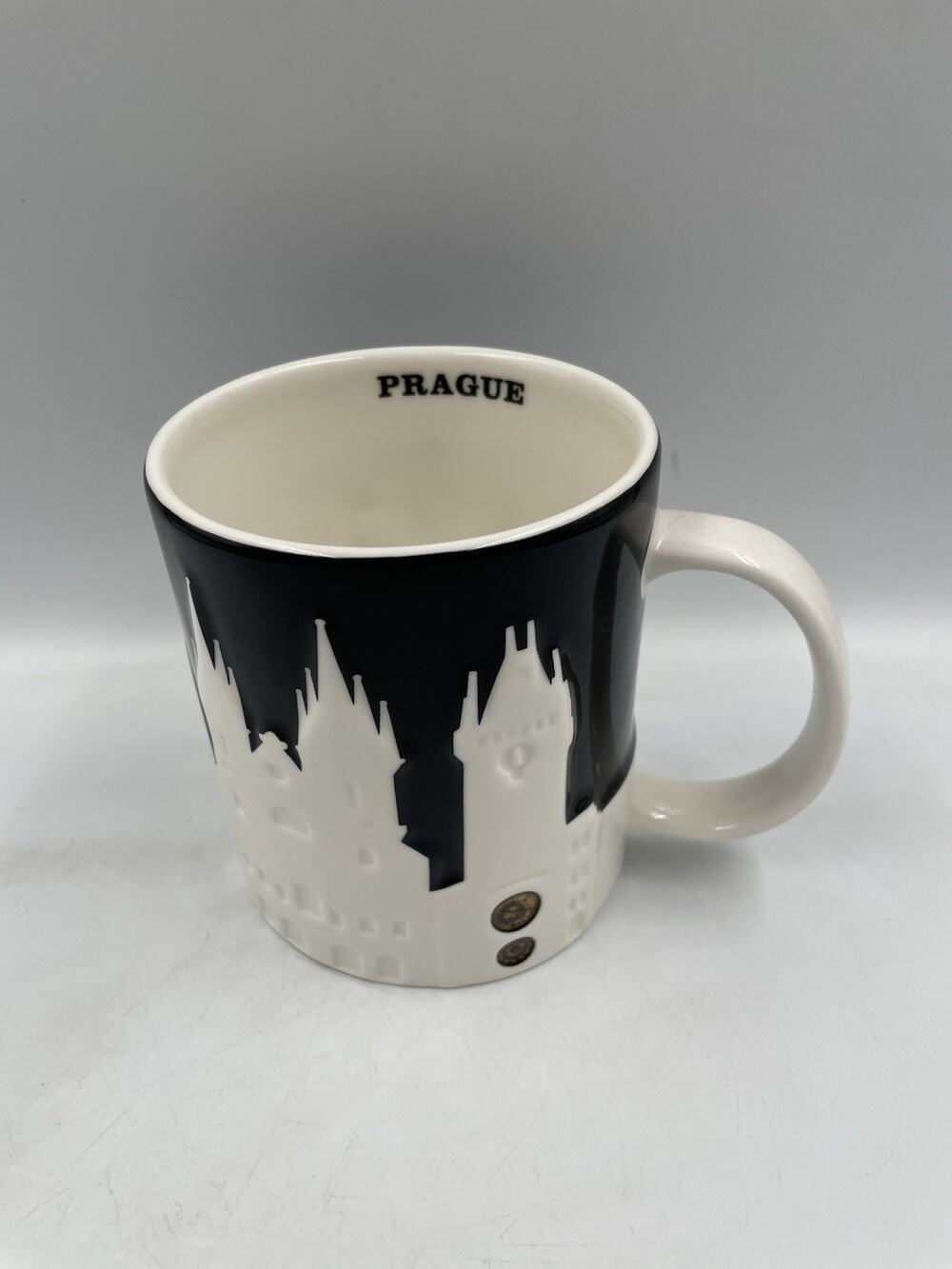 NEW Starbucks City Mug Cup Relief Series Prague Czech Republic black white 16oz